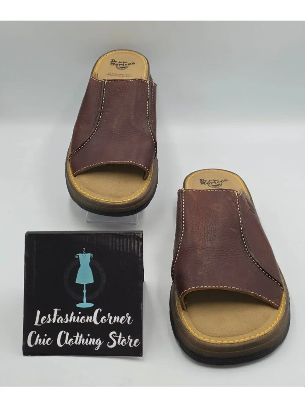 VTG Dr. Martens Men's Brown Leather Air-Cushioned Slide Mules Sandals Sz 8 3830